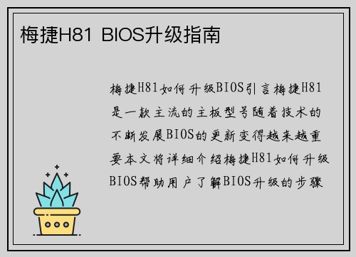 梅捷H81 BIOS升级指南